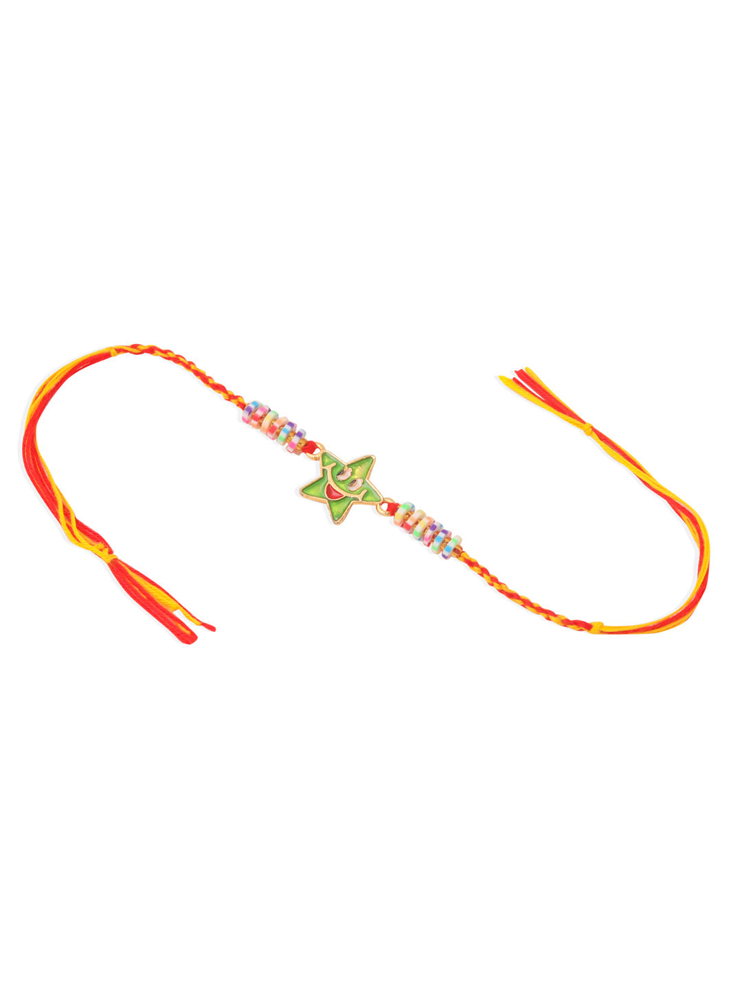 NVR Kids Star Shape Multicolor Thread Rakhi with Roli Chawal Chandan & Mishri | Swadesiicart