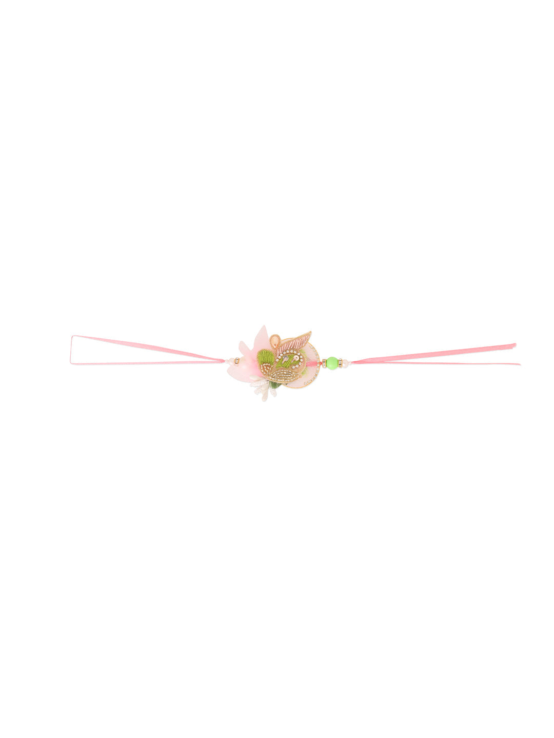 NVR Set of 2 Handcrafted Multicolor Pearls Bhaiya Bhabhi Rakhi with Roli Chawal Chandan & Mishri | Swadesiicart