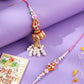 NVR Set of 2 Multicolor Artificial Stones & Pearls Bhaiya Bhabhi Rakhi with Roli Chawal Chandan & Mishri - Swadesiicart