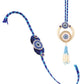 NVR Set of 2 Blue Evil Eye Artificial Stones & Pearls Bhaiya Bhabhi Rakhi Combo | Swadesiicart