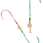 NVR Set of 2 Gold Toned Kundan Studded Floral Design Bhaiya Bhabhi Rakhi Combo | Swadesiicart