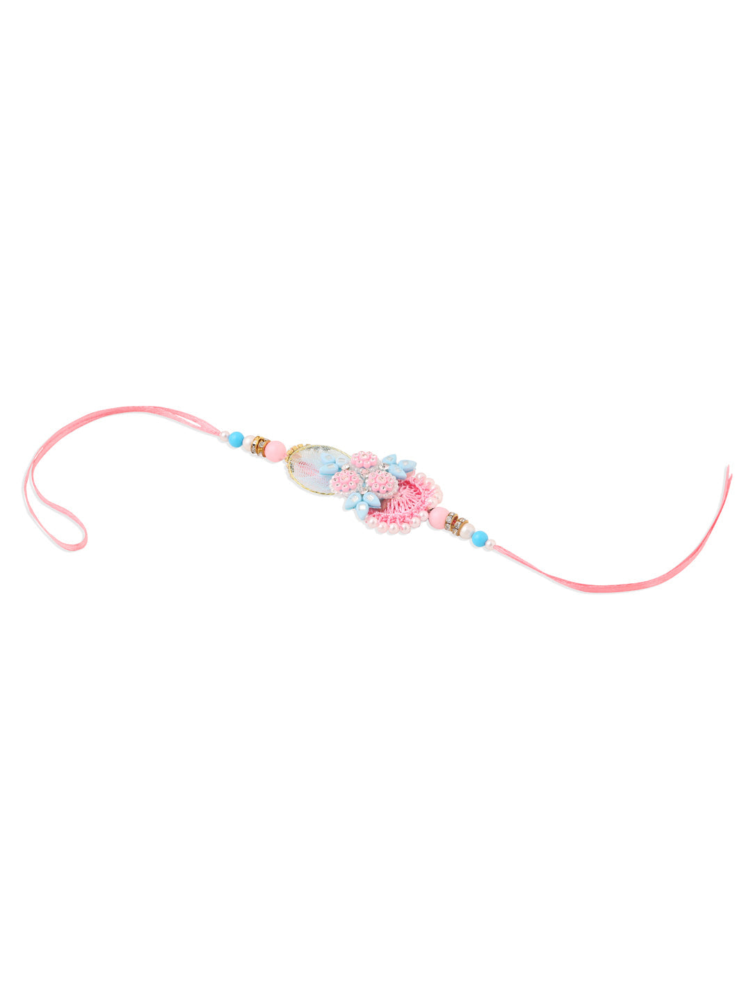 NVR Set of 2 Multicolor Handcrafted Artificial Stones & Pearls Bhaiya Bhabhi Rakhi Combo | Swadesiicart