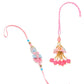 NVR Set of 2 Multicolor Handcrafted Artificial Stones & Pearls Bhaiya Bhabhi Rakhi with Roli Chawal Chandan & Mishri | Swadesiicart