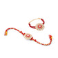 NVR Set of 2 Handmade Red Kundan Studded Floral Design Bhaiya Bhabhi Rakhi Combo | Swadesiicart