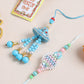 NVR Set of 2 Blue & Pink Artificial Stones & Beads Bhaiya Bhabhi Rakhi with Roli Chawal Chandan & Mishri - Swadesiicart