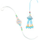 NVR Set of 2 Blue & Pink Artificial Stones & Beads Bhaiya Bhabhi Rakhi with Roli Chawal Chandan & Mishri - Swadesiicart