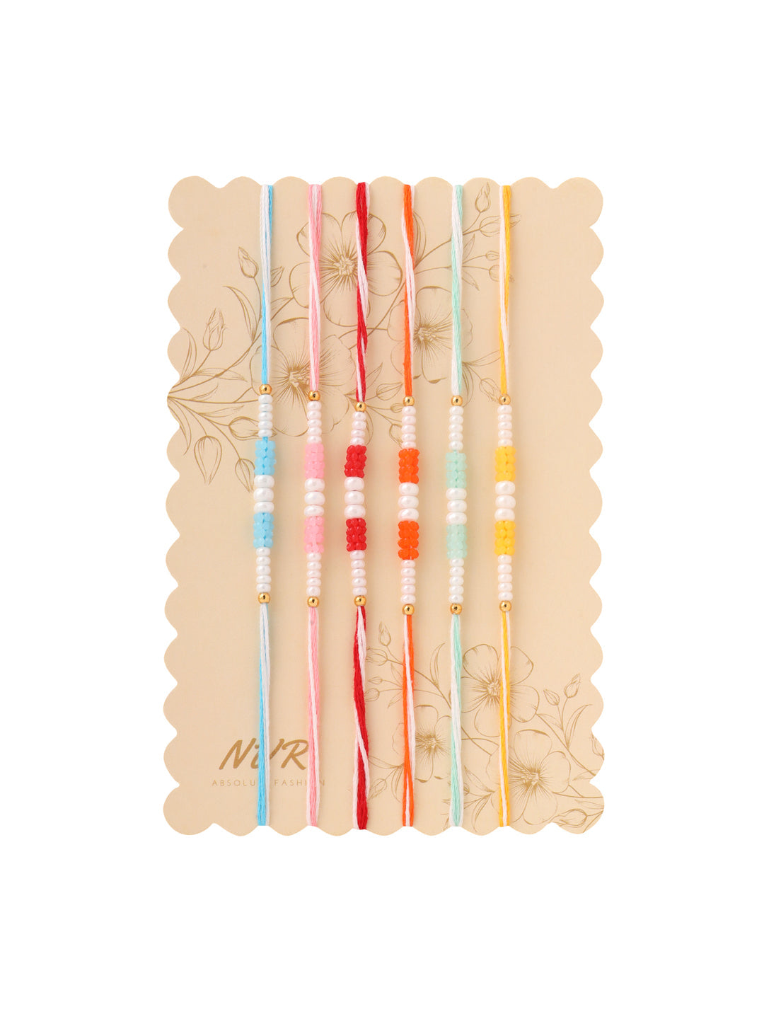 NVR Men Set of 6 Multicolor Pearls Thread Rakhi Combo, Rakshabandhan Combo | Swadesiicart