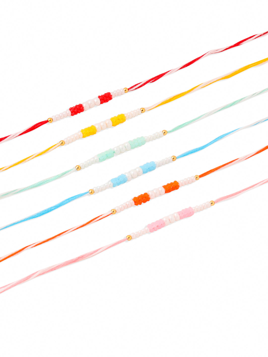 NVR Men Set of 6 Multicolor Pearls Thread Rakhi Combo, Rakshabandhan Combo | Swadesiicart