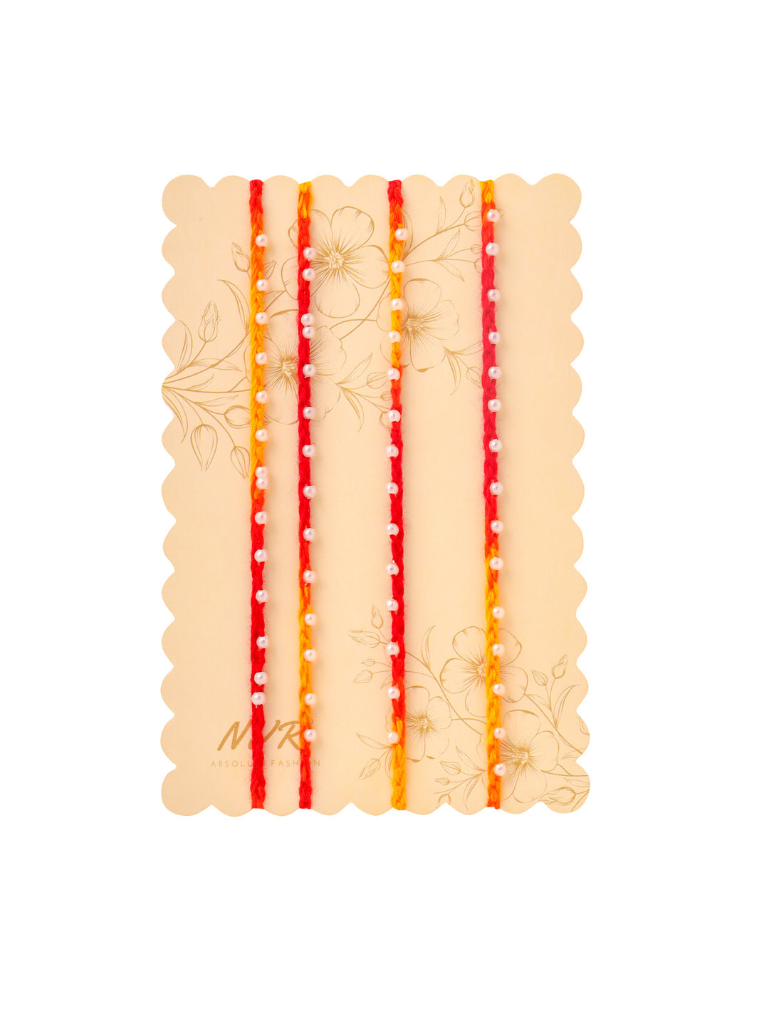 NVR Men Set of 4 Pearls Traditional Red Thread Rakhi, Combo for Rakshabandhan | Swadesiicart
