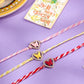 NVR Men Set of 3 Heart Shape Multicolor Artificial Stones Thread Rakhi with Roli Chawal Chandan & Mishri | Swadesiicart