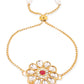 NVR Set of 2 Gold Toned Kundan Studded Floral Design Bhaiya Bhabhi Rakhi Combo | Swadesiicart
