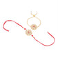 NVR Set of 2 Gold Toned Kundan Studded Floral Design Bhaiya Bhabhi Rakhi Combo | Swadesiicart