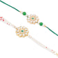NVR Set of 2 Kundan Studded Floral Design Gold Toned Bhaiya Bhabhi Rakhi Combo | Swadesiicart