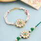NVR Set of 2 Kundan Studded Floral Design Gold Toned Bhaiya Bhabhi Rakhi Set with Roli Chawal Chandan & Mishri - Swadesiicart