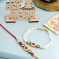NVR Set of 2 Multicolor Oval Shape Kundan Studded & Beads Bhaiya Bhabhi Rakhi Combo | Swadesiicart