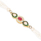 NVR Set of 2 Multicolor Oval Shape Kundan Studded & Beads Bhaiya Bhabhi Rakhi Combo | Swadesiicart