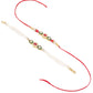 NVR Set of 2 Multicolor Oval Shape Kundan Studded & Beads Bhaiya Bhabhi Rakhi with Roli Chawal Chandan & Mishri | Swadesiicart