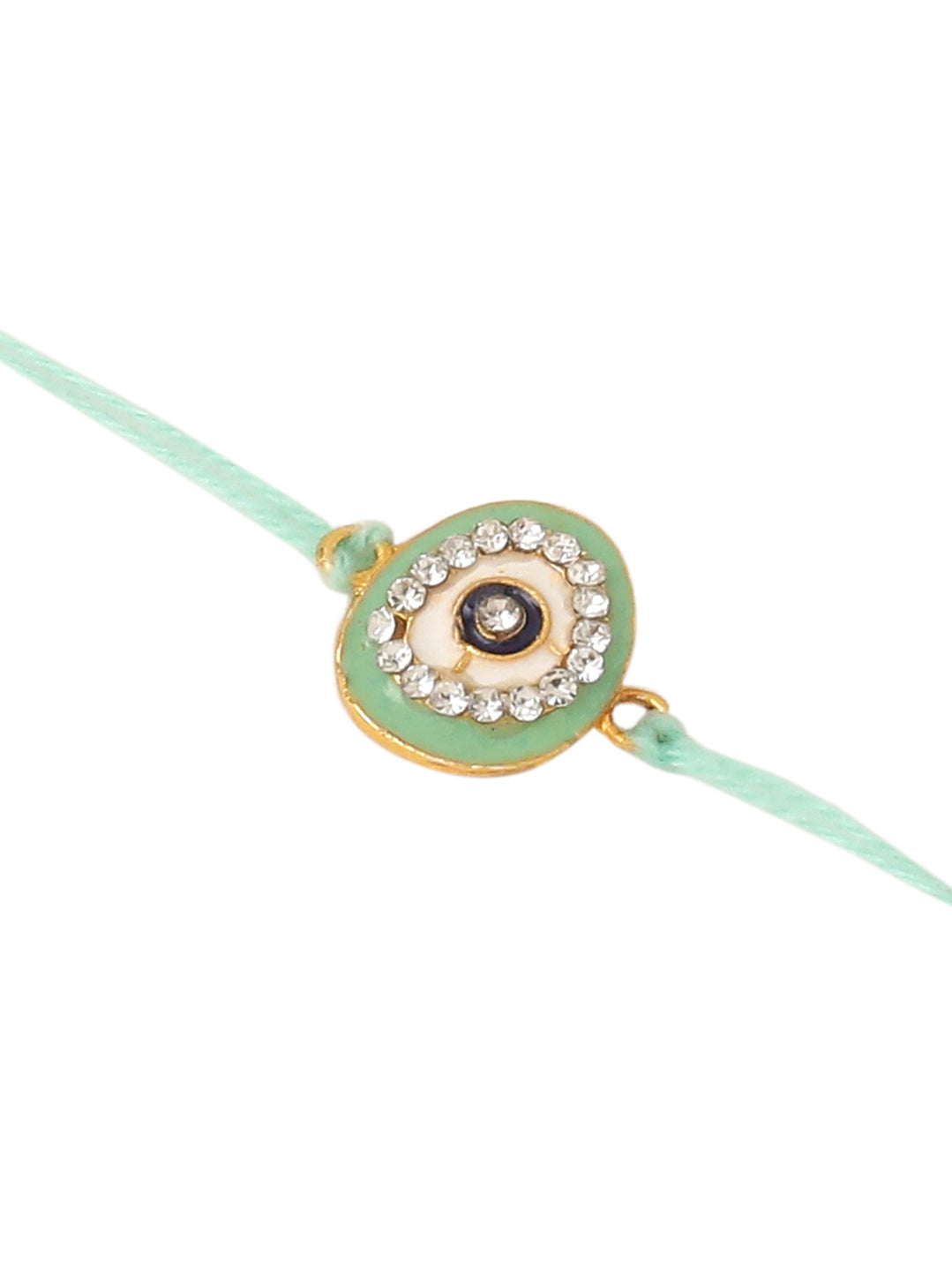 NVR Set of 2 Green Round Shape Artificial Stones Bhaiya Bhabhi Rakhi Combo | Swadesiicart
