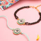 NVR Set of 2 Green Round Shape Artificial Stones Bhaiya Bhabhi Rakhi with Roli Chawal Chandan & Mishri - Swadesiicart