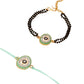 NVR Set of 2 Green Round Shape Artificial Stones Bhaiya Bhabhi Rakhi with Roli Chawal Chandan & Mishri - Swadesiicart