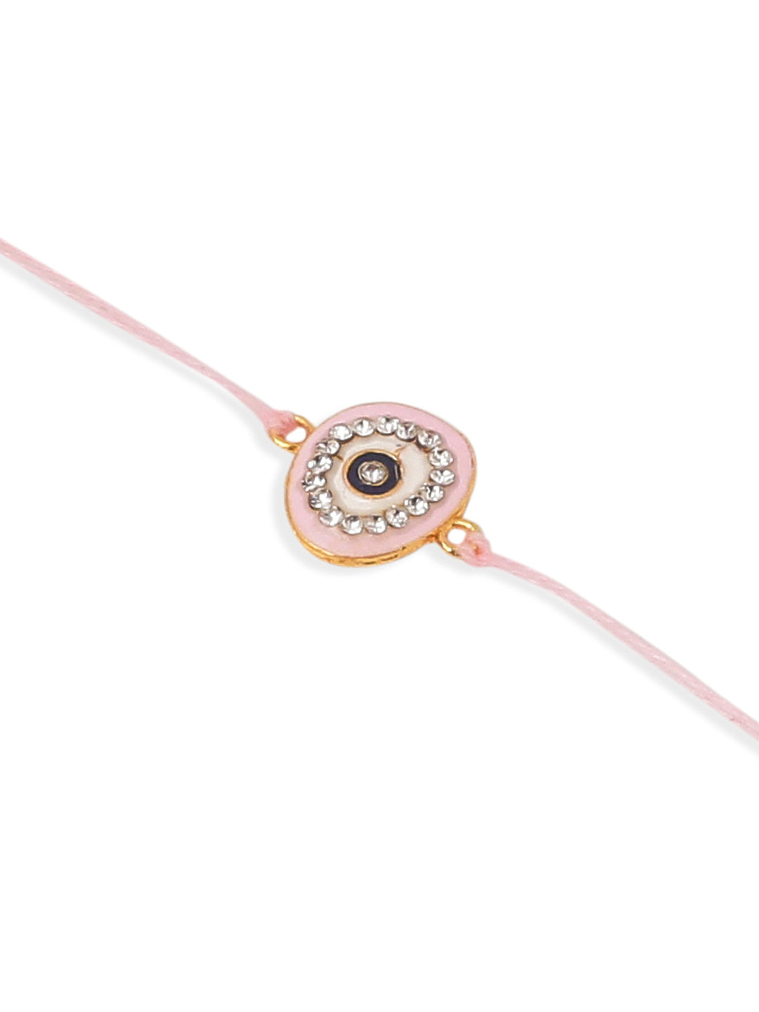 NVR Set of 2 Pink Round Shape Artificial Stones Bhaiya Bhabhi Rakhi Combo | Swadesiicart