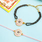NVR Set of 2 Pink Round Shape Artificial Stones Bhaiya Bhabhi Rakhi with Roli Chawal Chandan & Mishri - Swadesiicart