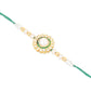 NVR Set of 2 White & Green Stone Studded Handcrafted Bhaiya Bhabhi Thread Rakhi Combo | Swadesiicart