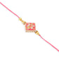NVR Set of 2 Handmade Pink Kundan Studded Bhaiya Bhabhi Rakhi Set with Roli Chawal Chandan & Mishri - Swadesiicart