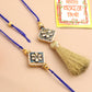 NVR Set of 2 Handmade Blue Kundan Studded Bhaiya Bhabhi Rakhi Set with Roli Chawal Chandan & Mishri - Swadesiicart
