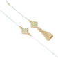 NVR Set of 2 Handmade Sea Green Kundan Studded Bhaiya Bhabhi Rakhi Set with Roli Chawal Chandan & Mishri - Swadesiicart