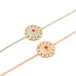 NVR Men Set of 2 Peach & Green Kundan Studded Round Floral Design Rakhi with Roli Chawal Chandan & Mishri - Swadesiicart