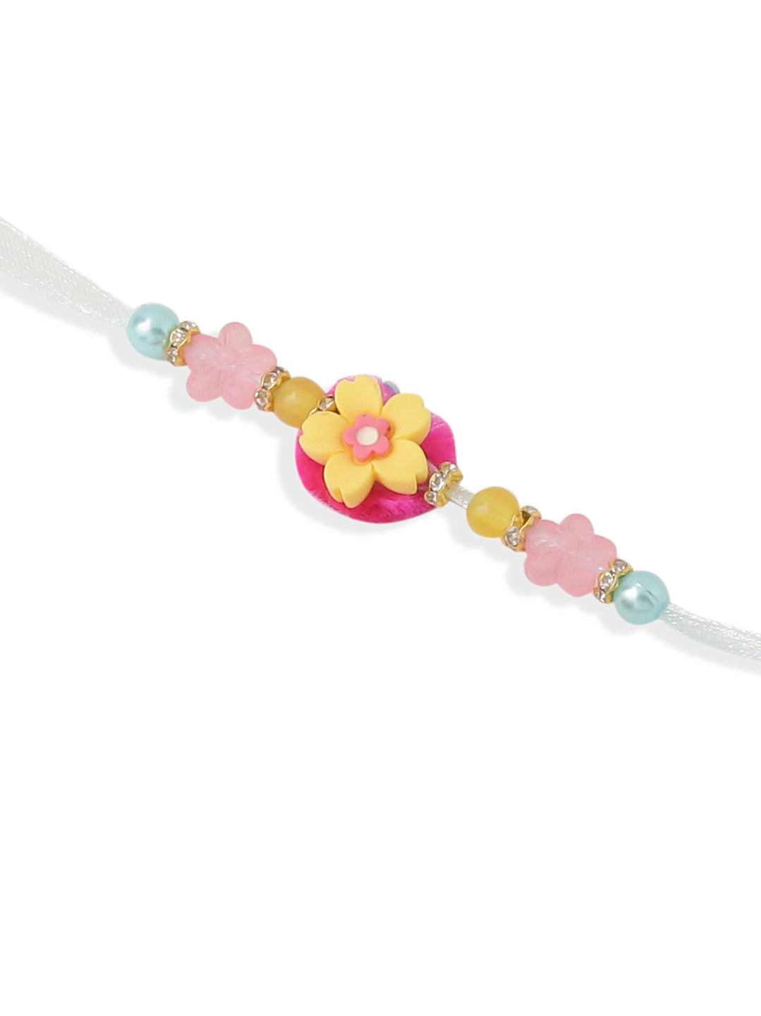 NVR Set of 2 Multicolor Artificial Beads Floral Design Bhaiya Bhabhi Rakhi Combo | Swadesiicart