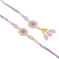 NVR Set of 2 Purple Artificial Stones & Beads Floral Design Thread Bhaiya Bhabhi Rakhi Combo | Swadesiicart