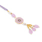 NVR Set of 2 Purple Artificial Stones & Beads Floral Design Thread Bhaiya Bhabhi Rakhi with Roli Chawal Chandan & Mishri | Swadesiicart
