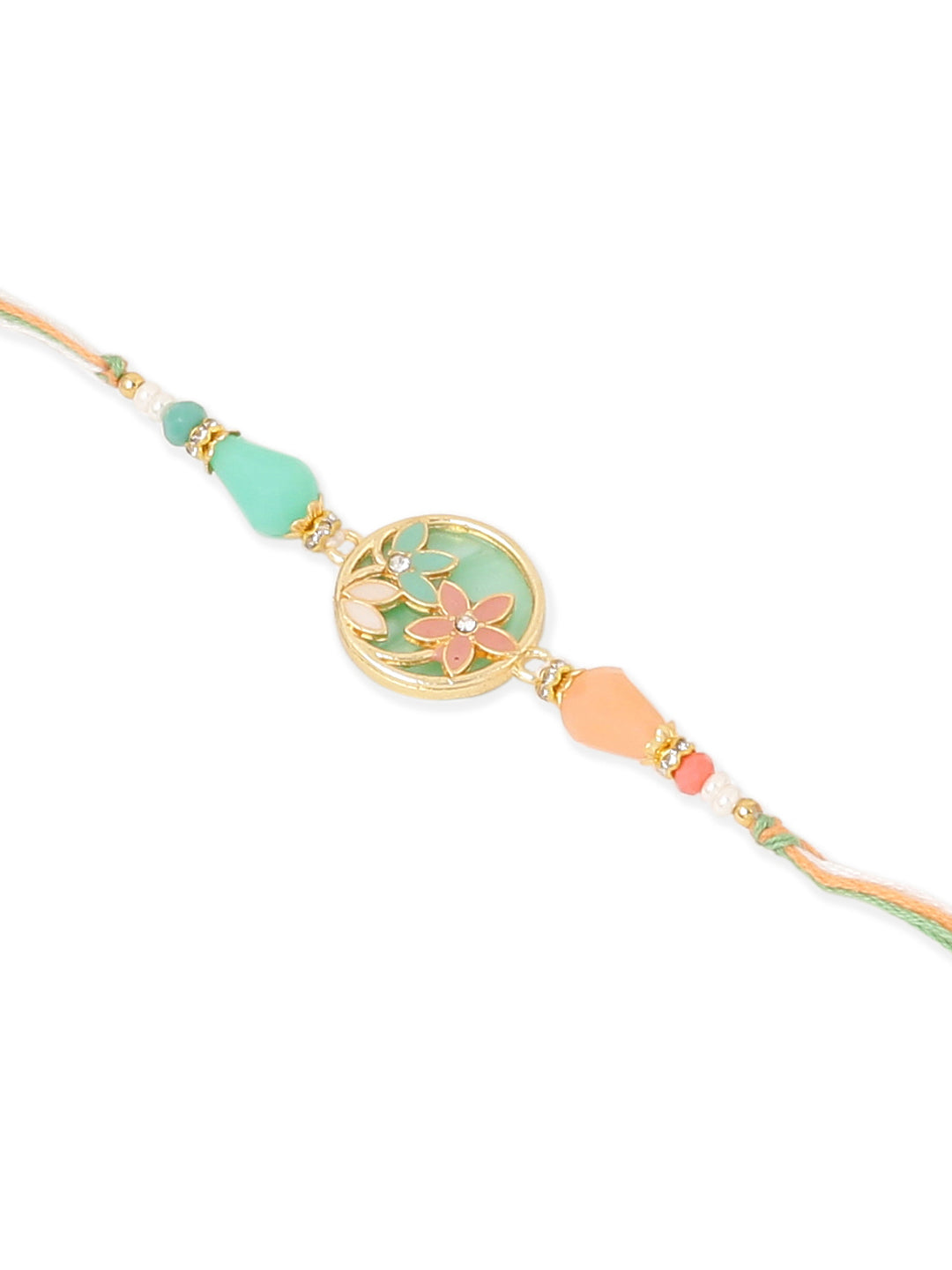 NVR Set of 2 Multicolor Artificial Beads Traditional Bhaiya Bhabhi Pair Rakhi Set with Roli Chawal Chandan & Mishri | Swadesiicart