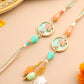 NVR Set of 2 Multicolor Artificial Beads Traditional Bhaiya Bhabhi Pair Rakhi Set with Roli Chawal Chandan & Mishri | Swadesiicart