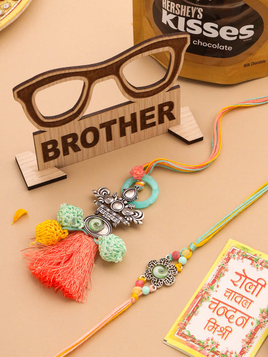 NVR Set of 2 Artificial Beads Traditional Bhaiya Bhabhi Pair Rakhi Combo | Swadesiicart