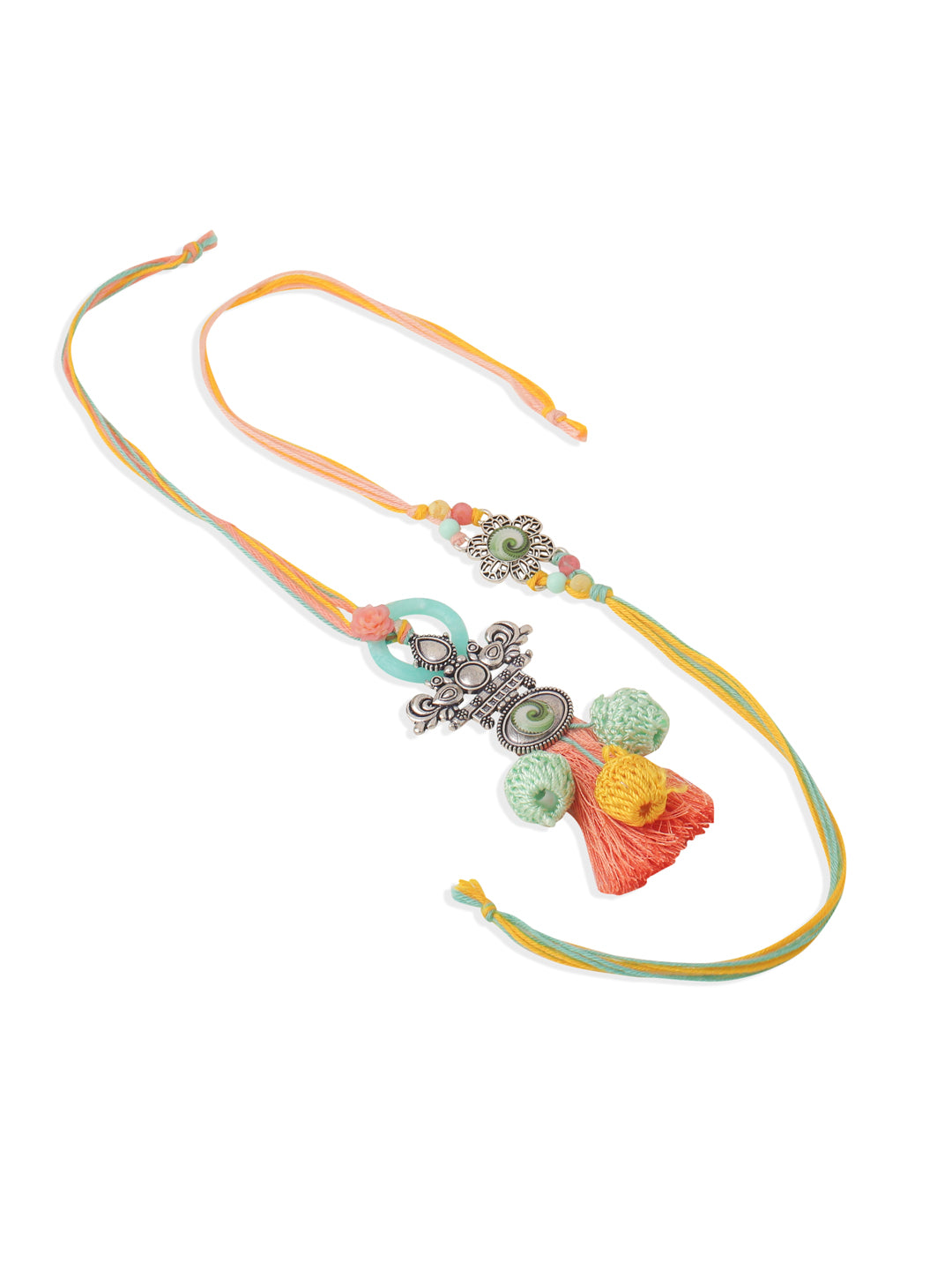 NVR Set of 2 Artificial Beads Traditional Bhaiya Bhabhi Pair Rakhi Combo | Swadesiicart