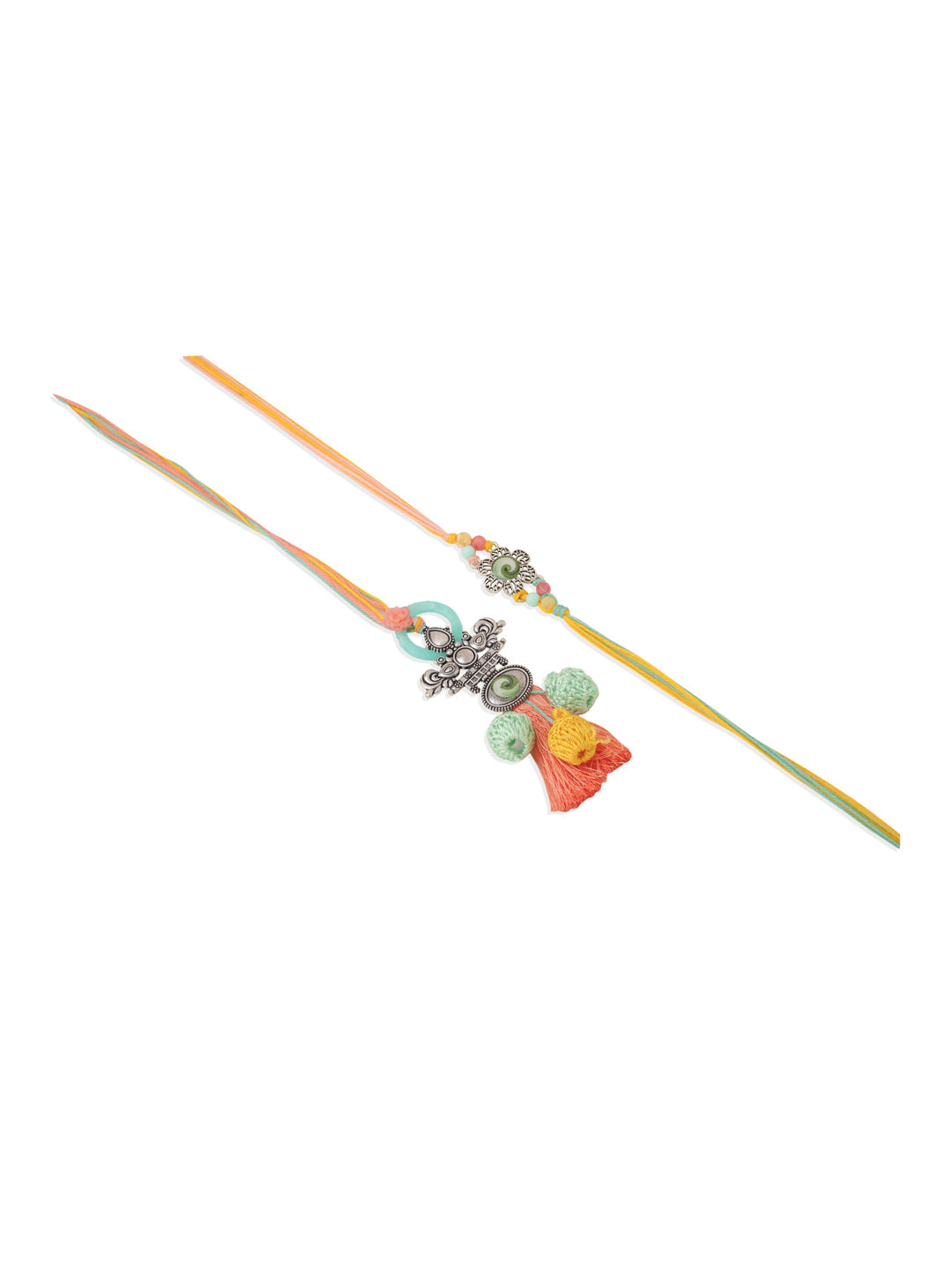NVR Set of 2 Artificial Beads Traditional Bhaiya Bhabhi Pair Rakhi Combo | Swadesiicart
