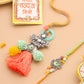 NVR Set of 2 Artificial Beads Traditional Bhaiya Bhabhi Pair Rakhi Set with Roli Chawal Chandan & Mishri | Swadesiicart