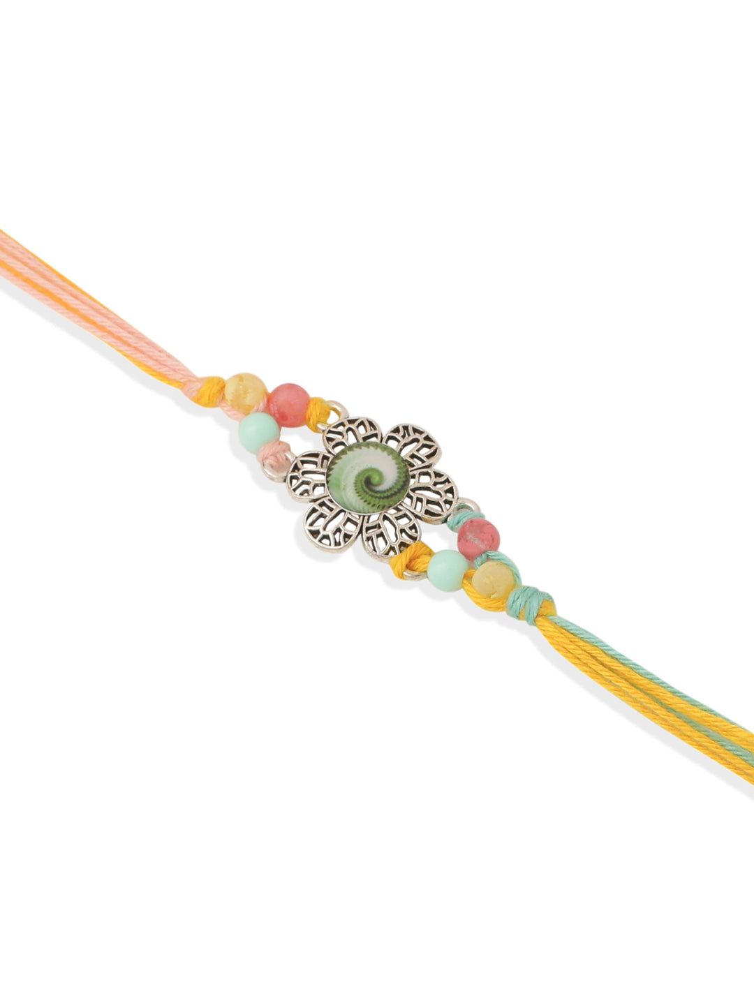 NVR Set of 2 Artificial Beads Traditional Bhaiya Bhabhi Pair Rakhi Set with Roli Chawal Chandan & Mishri | Swadesiicart