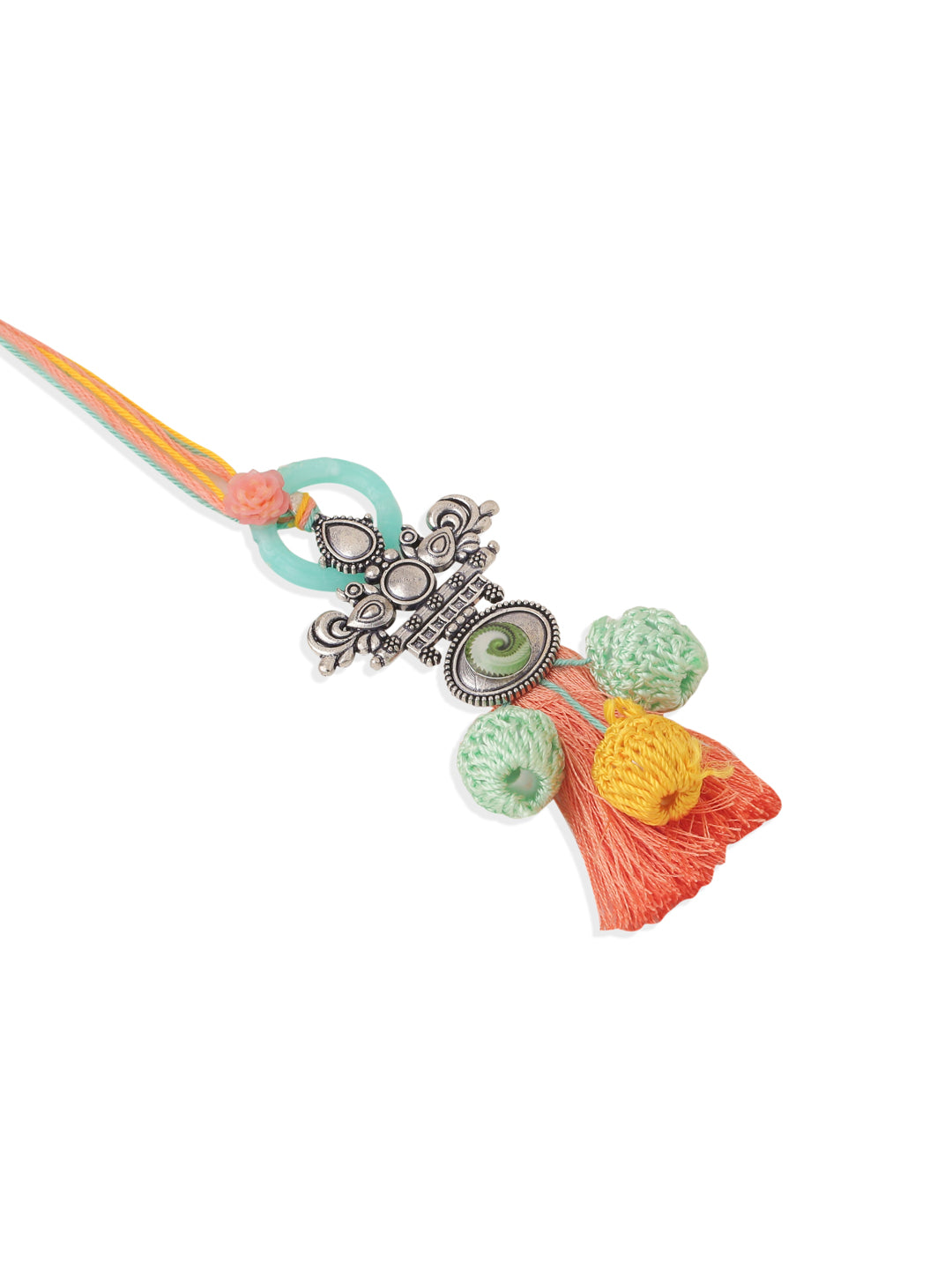NVR Set of 2 Artificial Beads Traditional Bhaiya Bhabhi Pair Rakhi Set with Roli Chawal Chandan & Mishri | Swadesiicart