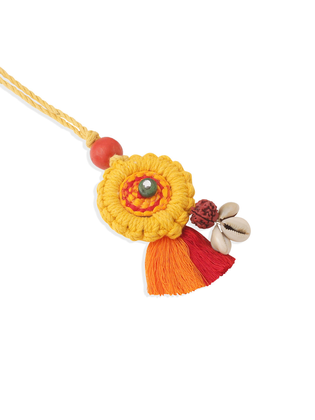 NVR Set of 2 Yellow Sea Shell Round Floral Design Bhaiya Bhabhi Rakhi Combo | Swadesiicart