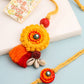 NVR Set of 2 Yellow Sea Shell Round Floral Design Bhaiya Bhabhi Rakhi with Roli Chawal Chandan & Mishri | Swadesiicart