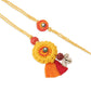 NVR Set of 2 Yellow Sea Shell Round Floral Design Bhaiya Bhabhi Rakhi with Roli Chawal Chandan & Mishri | Swadesiicart