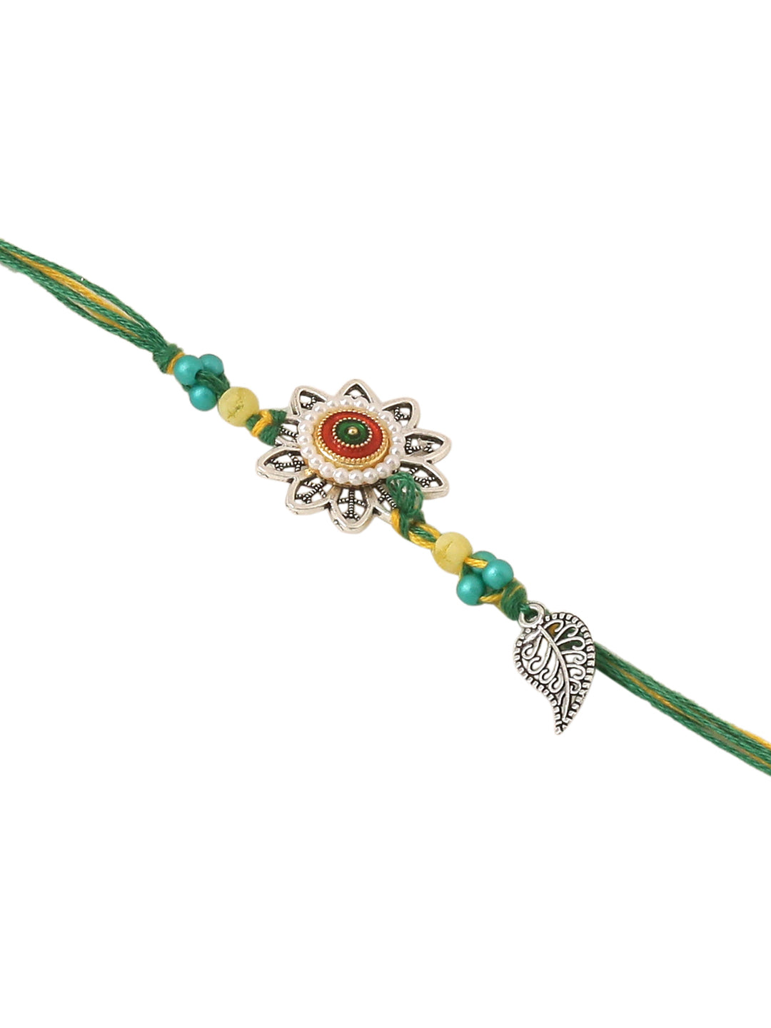 NVR Set of 2 Green Pearls Bhaiya Bhabhi Thread Rakhi, Combo for Rakshabandhan | Swadesiicart