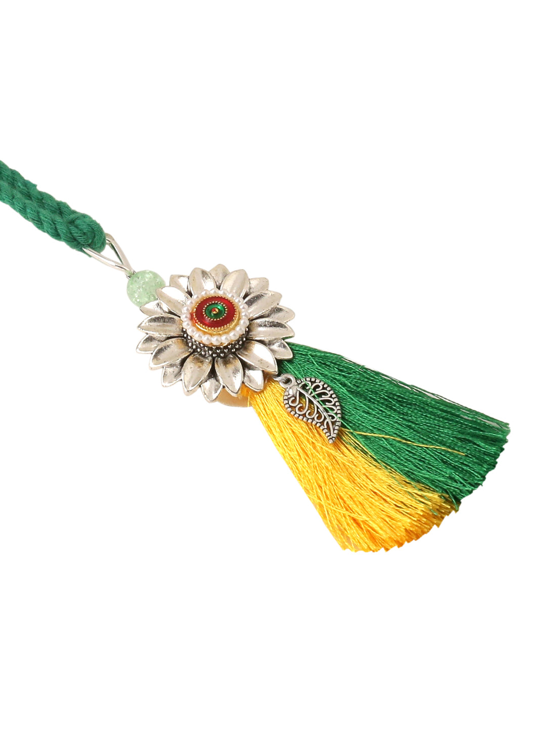 NVR Set of 2 Green Pearls Bhaiya Bhabhi Thread Rakhi, Combo for Rakshabandhan | Swadesiicart
