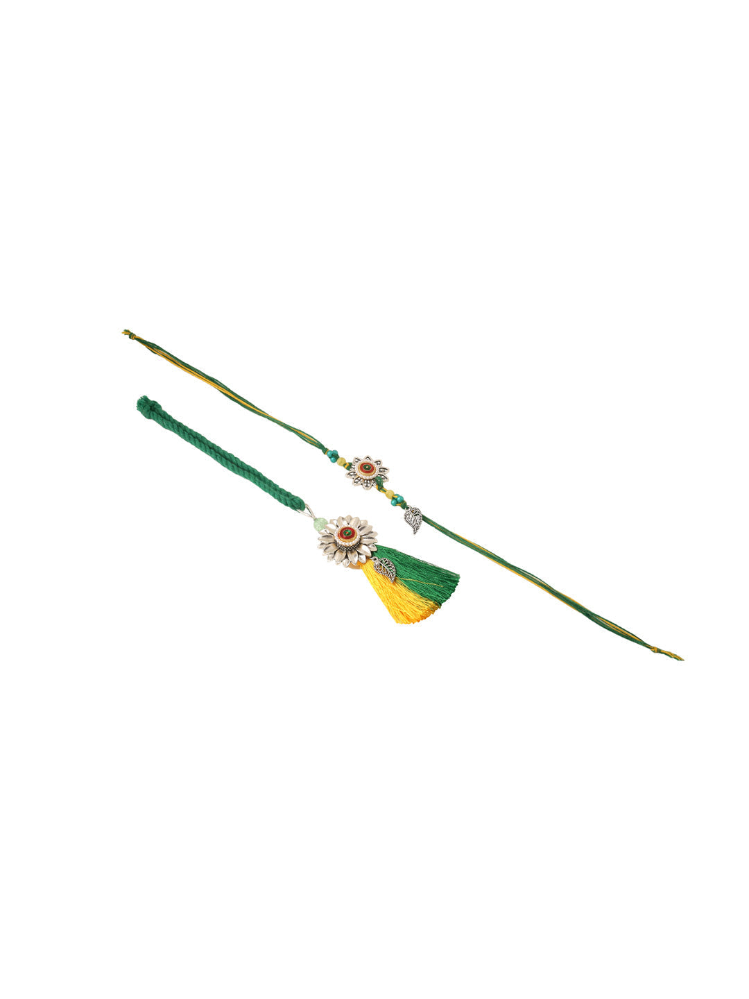 NVR Set of 2 Green Pearls Bhaiya Bhabhi Thread Rakhi, Combo for Rakshabandhan | Swadesiicart