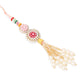 NVR Set of 2 Multicolor Artificial Stones & Beads Round Floral Bhaiya Bhabhi Rakhi with Roli Chawal Chandan & Mishri | Swadesiicart