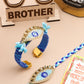 NVR Set of 2 Blue Evil Eye & Kundan Studded Handcrafted Bhaiya Bhabhi Rakhi Combo | Swadesiicart